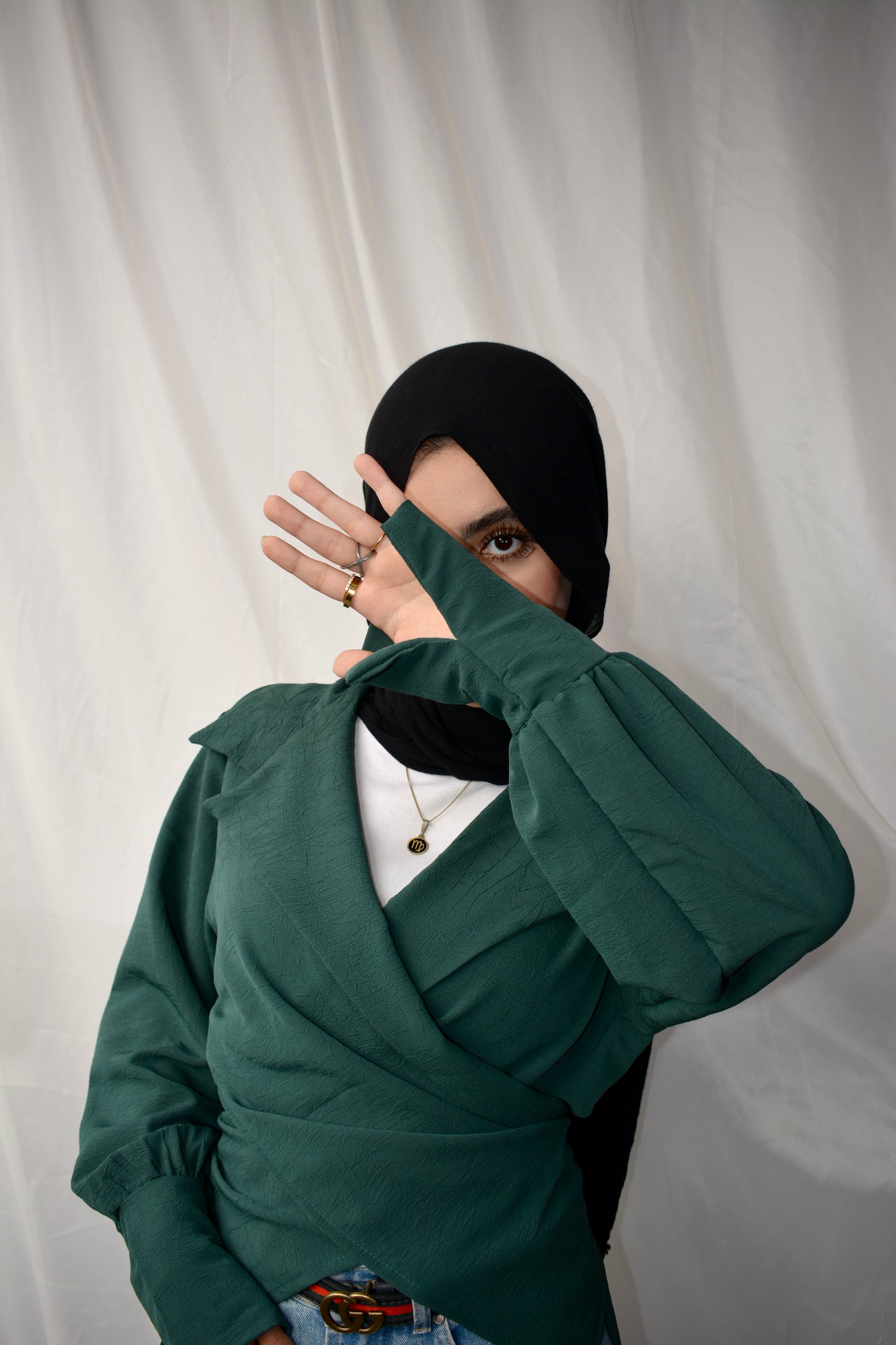 Wrap Elegance top (DARK_GREEN)