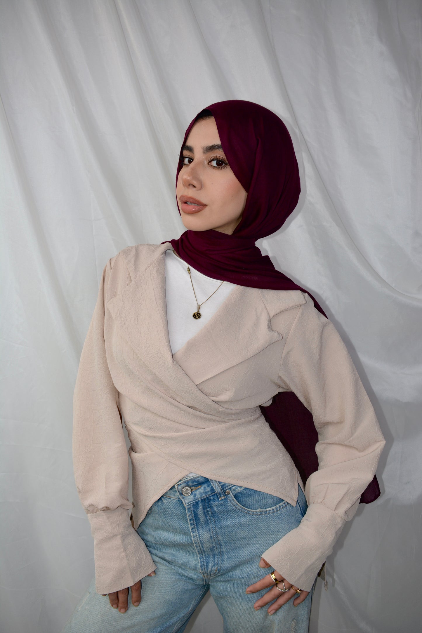 Wrap Elegance top (BEIGE)