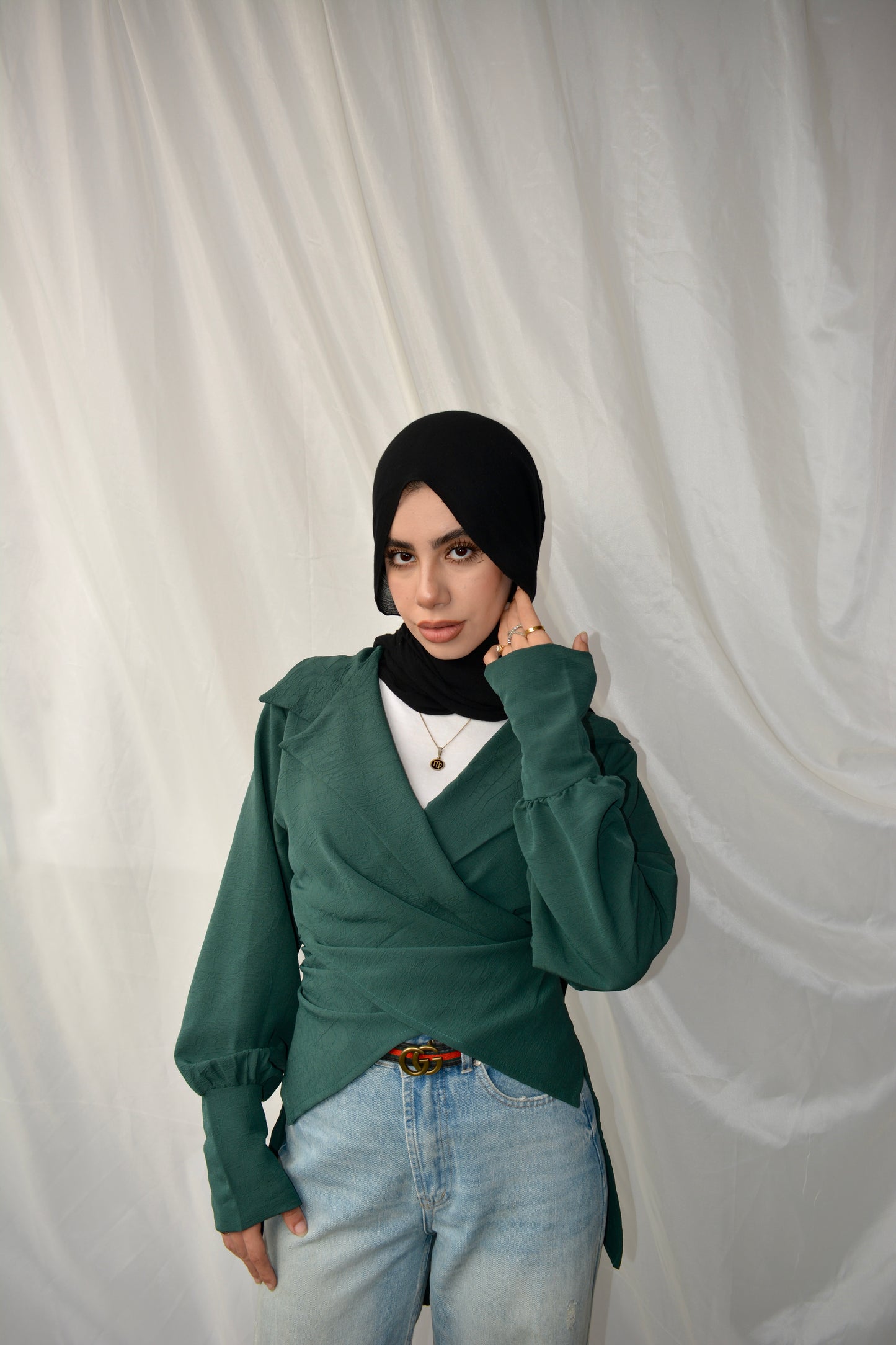 Wrap Elegance top (DARK_GREEN)