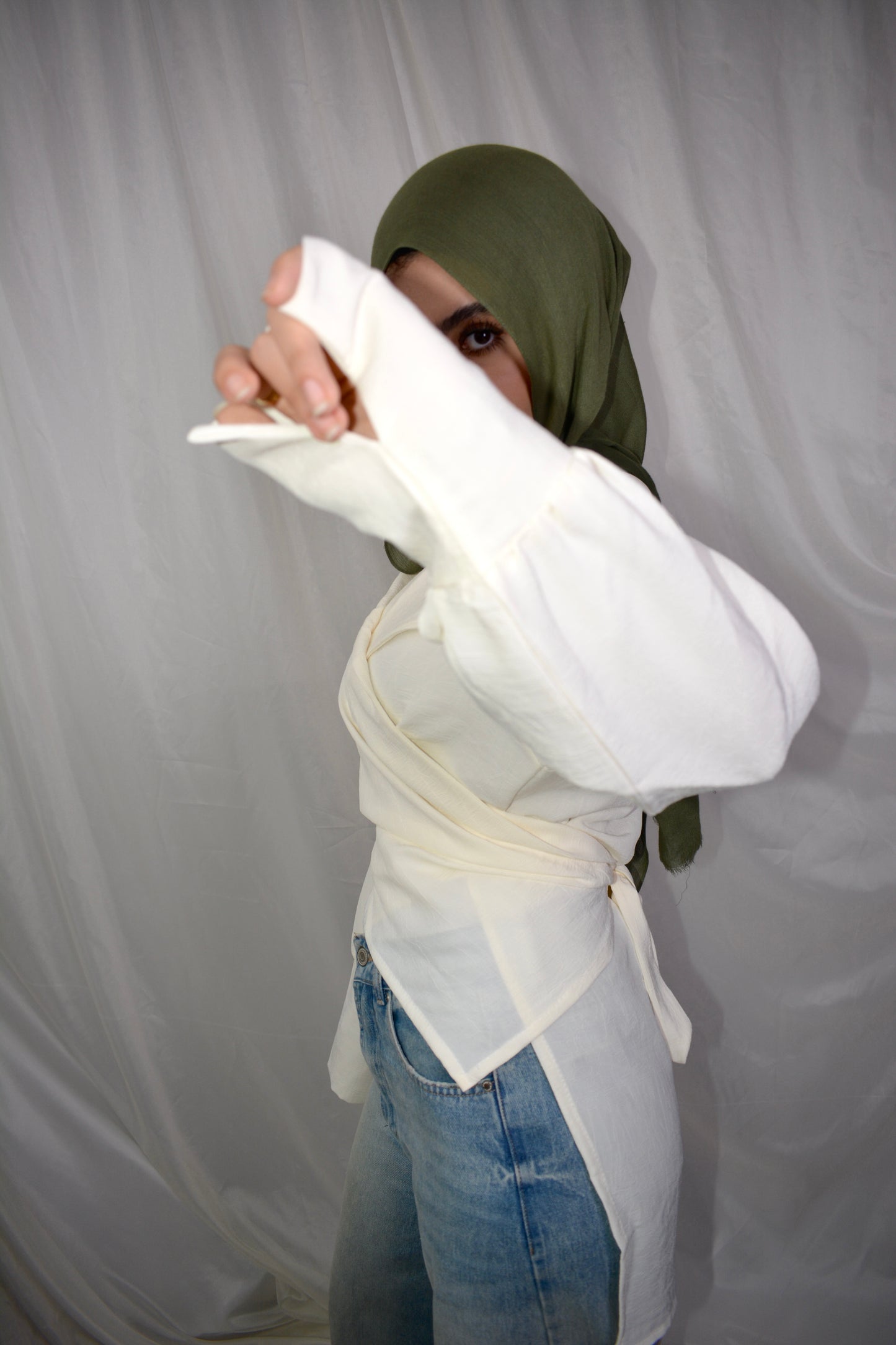 Wrap Elegance top (OFF_WHITE)