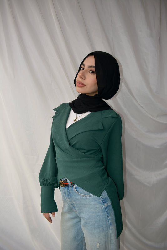 Wrap Elegance top (DARK_GREEN)