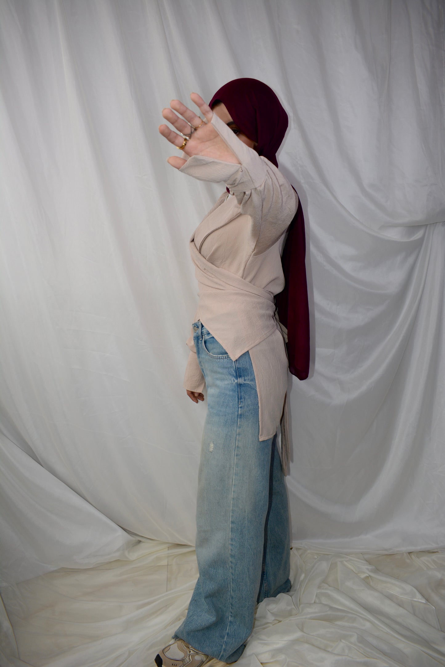 Wrap Elegance top (BEIGE)