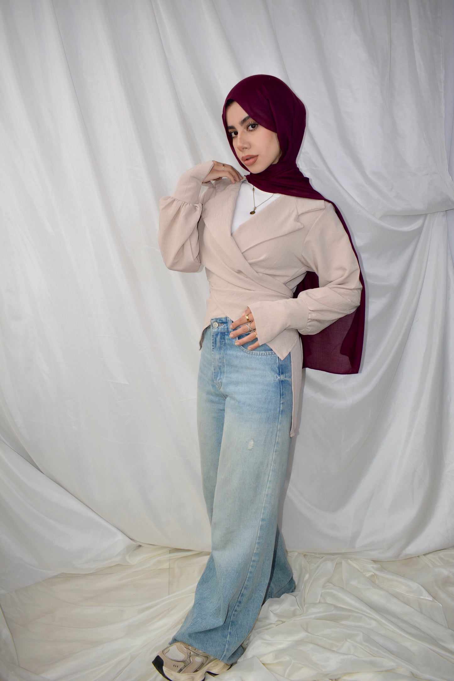 Wrap Elegance top (BEIGE)