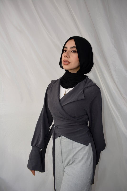 Wrap Elegance top (GRAY)