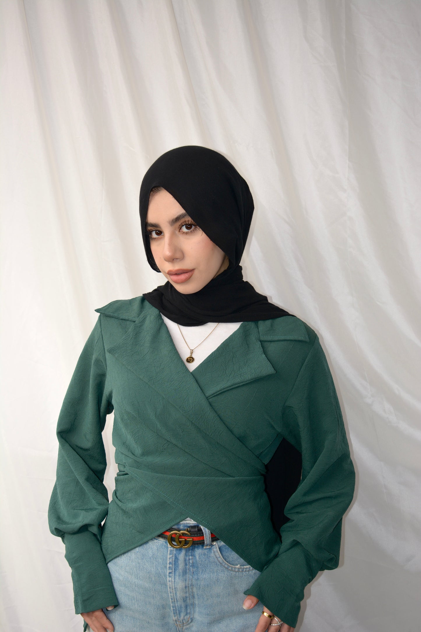 Wrap Elegance top (DARK_GREEN)